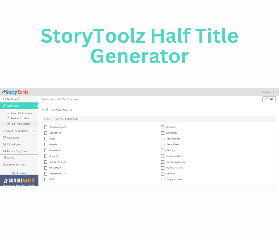 StoryToolz Half Title Generator